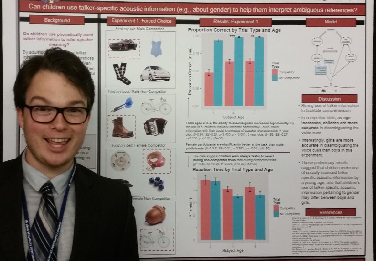 An undergraduate presents a poster at the LSA Annual Meeting